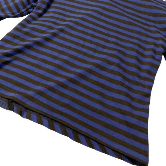 Ruby Rd Favorites Cobalt Blue & Black Striped Blouse Medium Preppy GrandmaCore - Picture 8 of 13